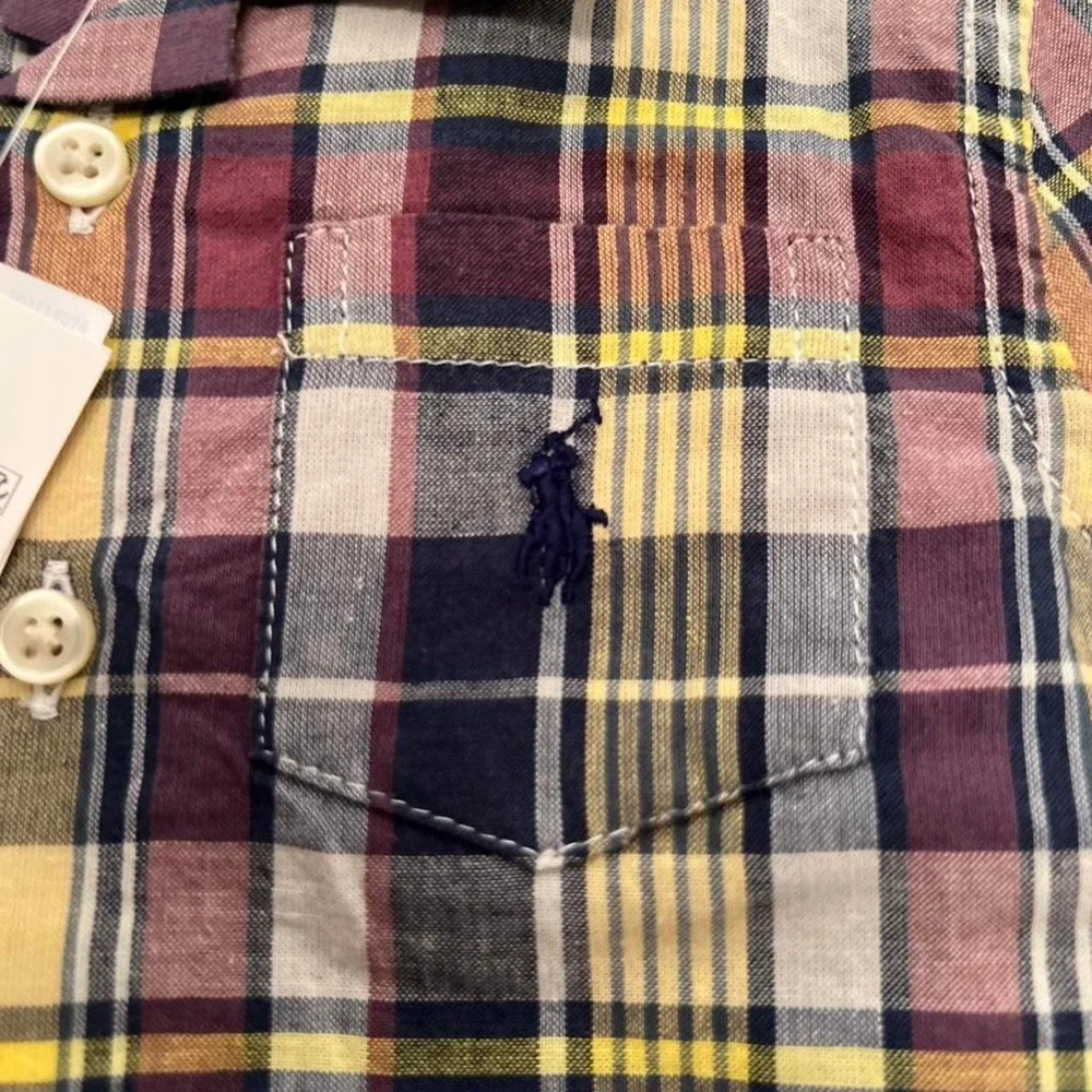 Ralph Lauren Plaid Infant Boys Romper with Snap Bottom Size 12 months NWT preppy